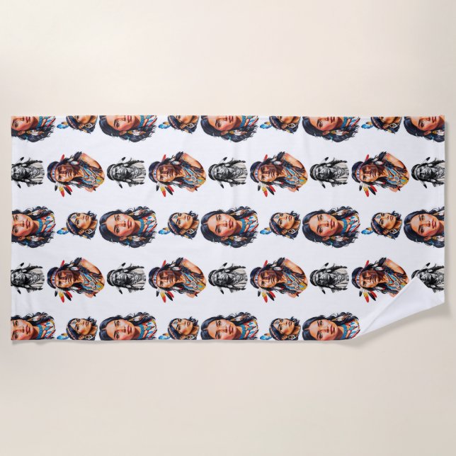 Native American Indian Tribe Pattern Design  Beach Towel (Front)