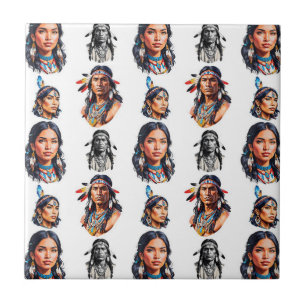 Native American Indian Tribe Pattern Design Ceramic Tile
