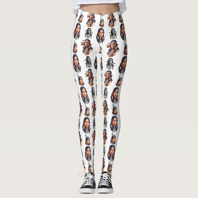 Native American Indian Tribe Pattern Design  Leggings (Front)