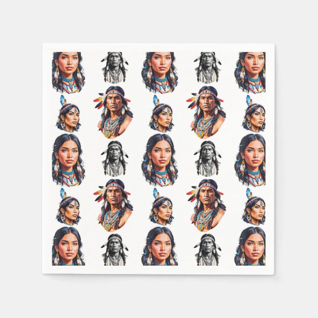 Native American Indian Tribe Pattern Design  Napkin (Front)