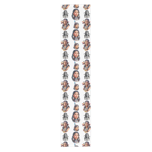Native American Indian Tribe Pattern Design  Short Table Runner (Front)