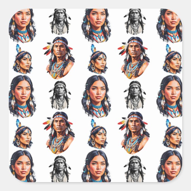 Native American Indian Tribe Pattern Design  Square Sticker (Front)