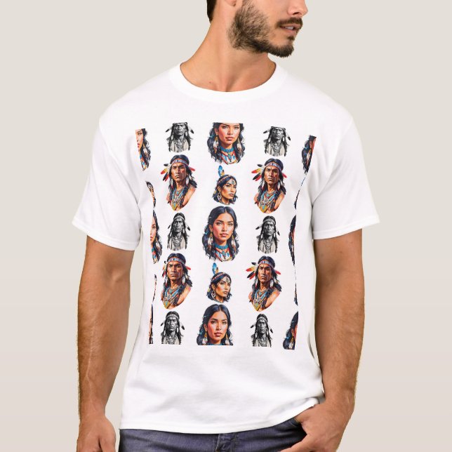 Native American Indian Tribe Pattern Design  T-Shirt (Front)