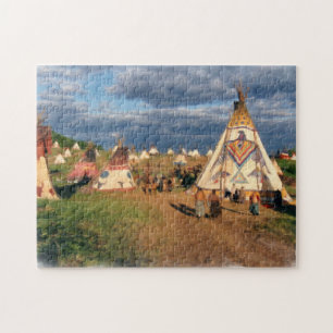 Native American Indian Village Jigsaw Puzzle