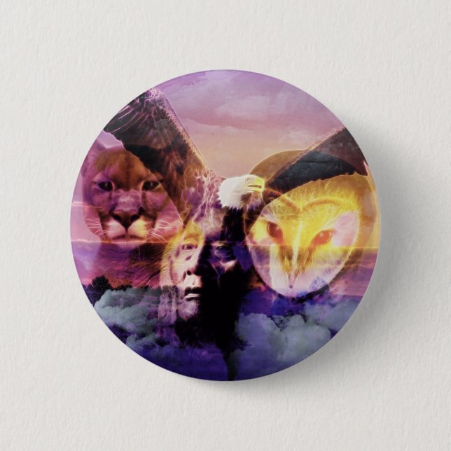 Native American Indian Warrior 6 Cm Round Badge (Front)