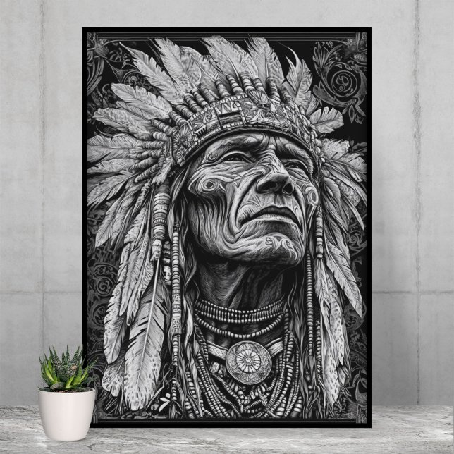 Native American Indian Warrior Feather Headdress Poster (Creator Uploaded)