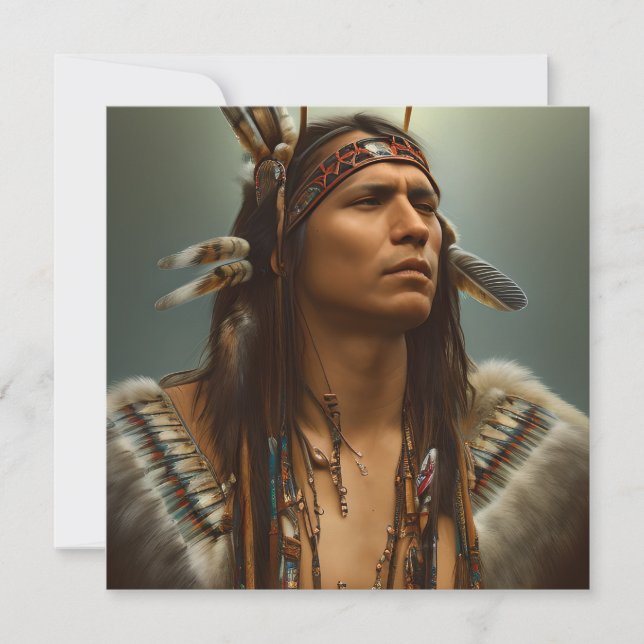 Native American Indian Warrior Graphic Card (Front)