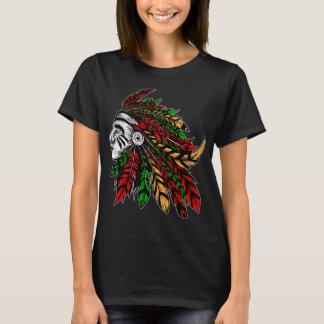Native American Indian with feather headdress. T-Shirt