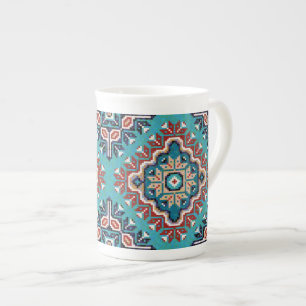 Native American Indians Navajo Mosaic Pattern Bone China Mug