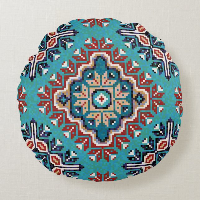 Native American Indians Navajo Mosaic Pattern  Round Cushion (Front)