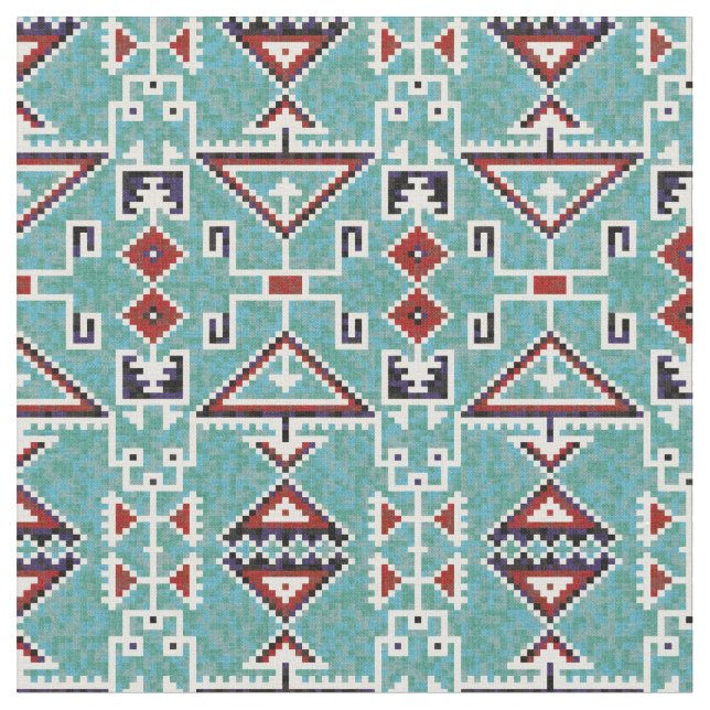 Native American Indians Navajo Pattern Fabric (Close Up)