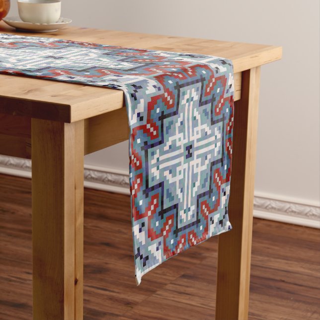 Native American Indians Navajo Pattern Short Table Runner (In Situ)