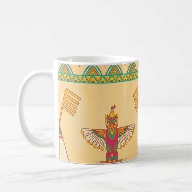 Native American Indigenous Ornamental Background. Coffee Mug (Left)
