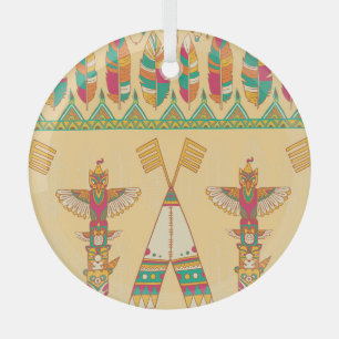 Native American Indigenous Ornamental Background. Glass Tree Decoration