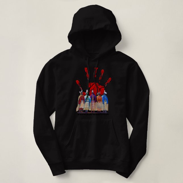 Native American Indigenous Red Hand Women Gifts Hoodie (Design Front)
