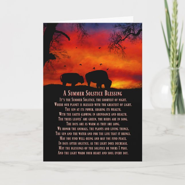 Native American Inspired Buffalo Summer Solstice Card (Front)
