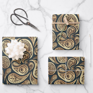 Native American inspired Paisley Pattern  Wrapping Paper Sheet