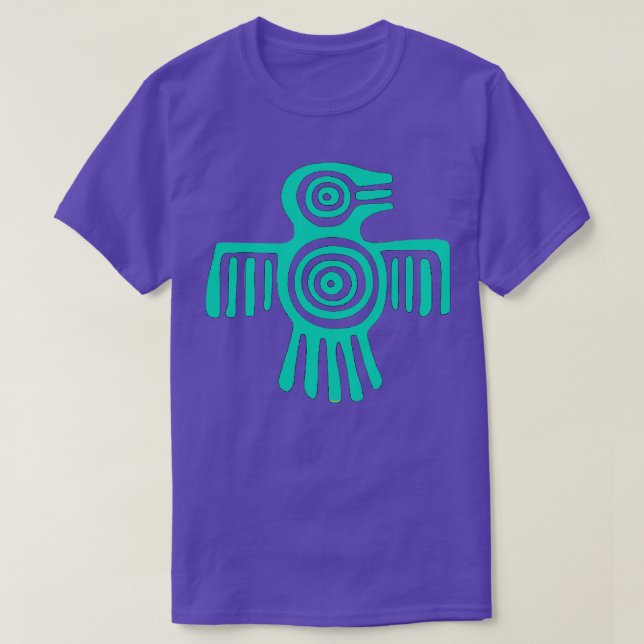 Native American Inspired Thunderbird Turquoise  T-Shirt (Design Front)