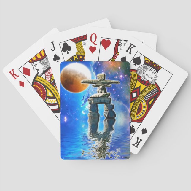 Native American Inuit Eskimo Inukshuk Playing Cards (Back)