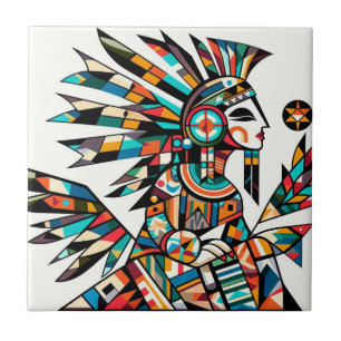 Native American Kachina Dancer Art Ceramic Tile
