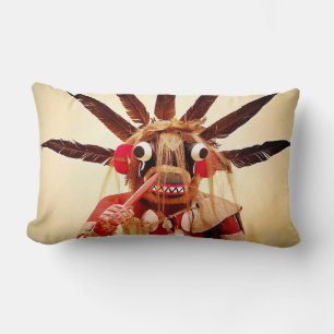 Native American Kachina Doll Wood Face Photo Lumbar Cushion