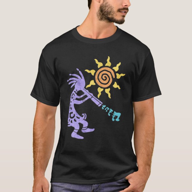 Native American Kokopelli Musican With Flute 1 Fan T-Shirt (Front)