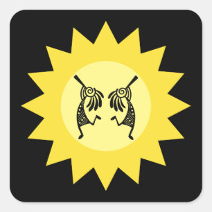 Native American Kokopelli Sun Southwestern  Square Sticker