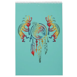 Native American Kokopelli Whale Dreamcatcher 1 Calendar