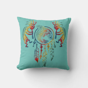 Native American Kokopelli Whale Dreamcatcher 1 Cushion