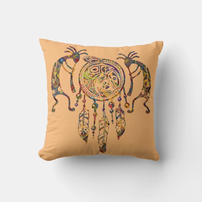 Native American Kokopelli Whale Dreamcatcher 2 Cushion (Front)