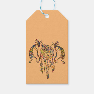 Native American Kokopelli Whale Dreamcatcher 2 Gift Tags
