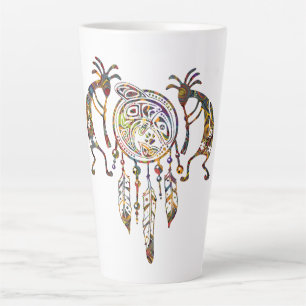 Native American Kokopelli Whale Dreamcatcher 2 Latte Mug