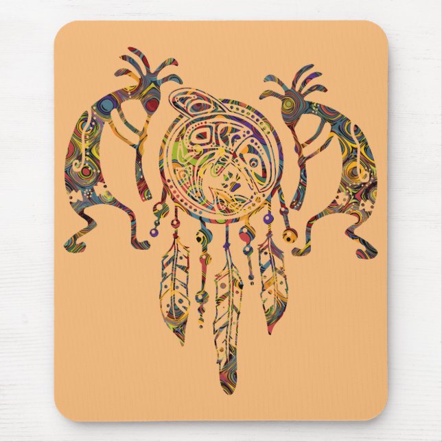 Native American Kokopelli Whale Dreamcatcher 2 Mouse Pad (Front)
