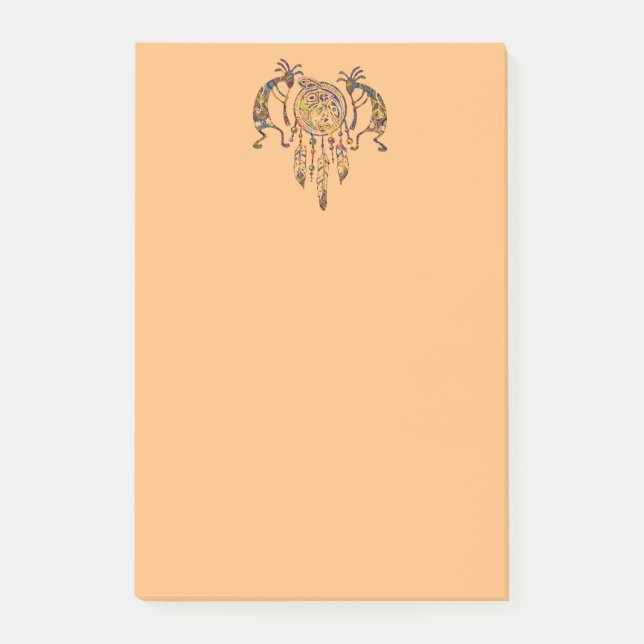 Native American Kokopelli Whale Dreamcatcher 2 Post-it Notes (Front)