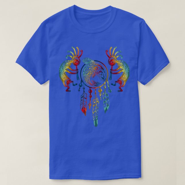 Native American Kokopelli Whale Dreamcatcher  T-Shirt (Design Front)