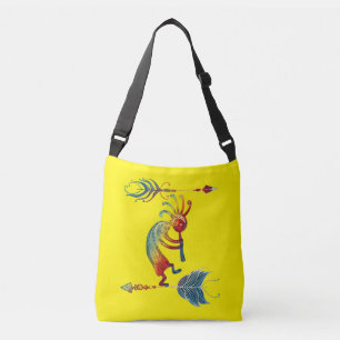 Native American Kokopelli With Two Feathers 1 Crossbody Bag