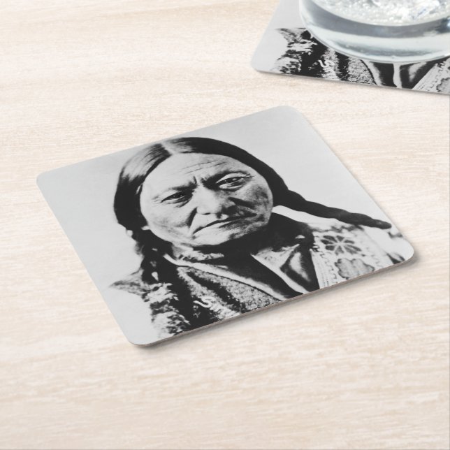 Native American: Lakota Sitting Bull Fort Buford Square Paper Coaster (Angled)