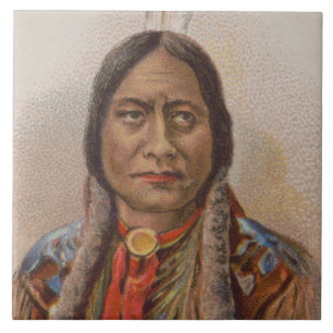 Native American: Lakota Sitting Bull, Smoking Ad Ceramic Tile