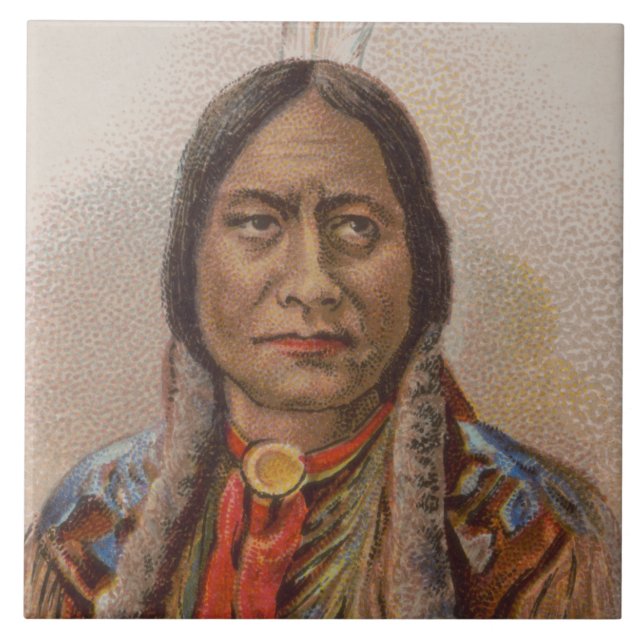 Native American: Lakota Sitting Bull, Smoking Ad Ceramic Tile (Front)