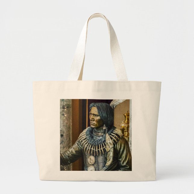 Native American & Mahi Mahi Large Tote Bag (Front)