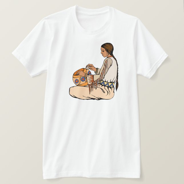 Native American Makes Pottery T-Shirt (Design Front)