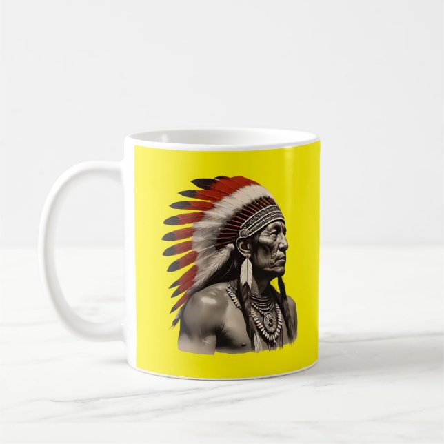 Native American Male - Bold Tribal Artwork Coffee Mug (Left)