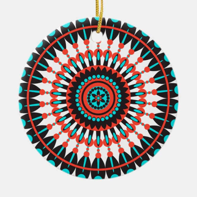 Native American Mandala Ceramic Ornament (Front)