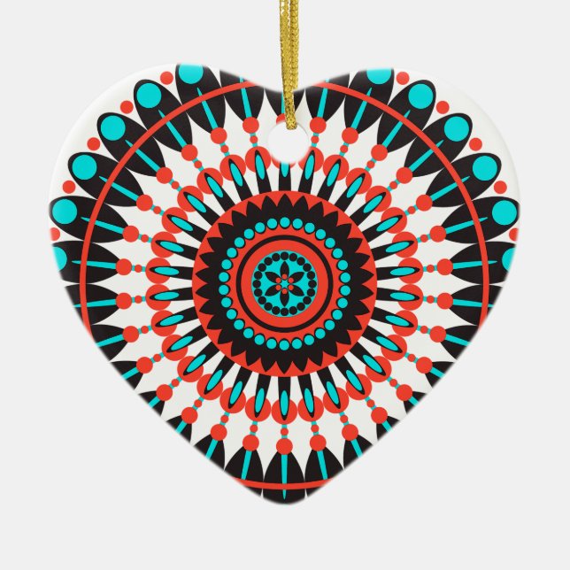 Native American Mandala Ceramic Ornament (Front)