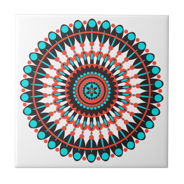 Native American Mandala Ceramic Tile (Front)
