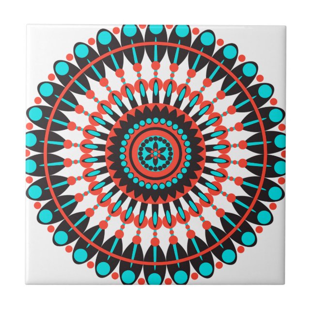 Native American Mandala Ceramic Tile (Front)