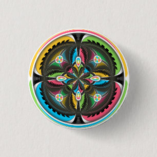 Native American Mandala Colourful Abstract art 3 Cm Round Badge