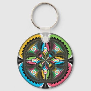 Native American Mandala Colourful Abstract art   Key Ring
