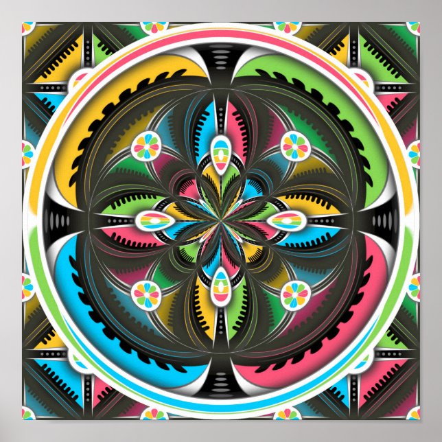 Native American Mandala Colourful Abstract art  Poster (Front)