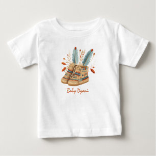 Native American Mocccasins Editable Name Baby T-Shirt